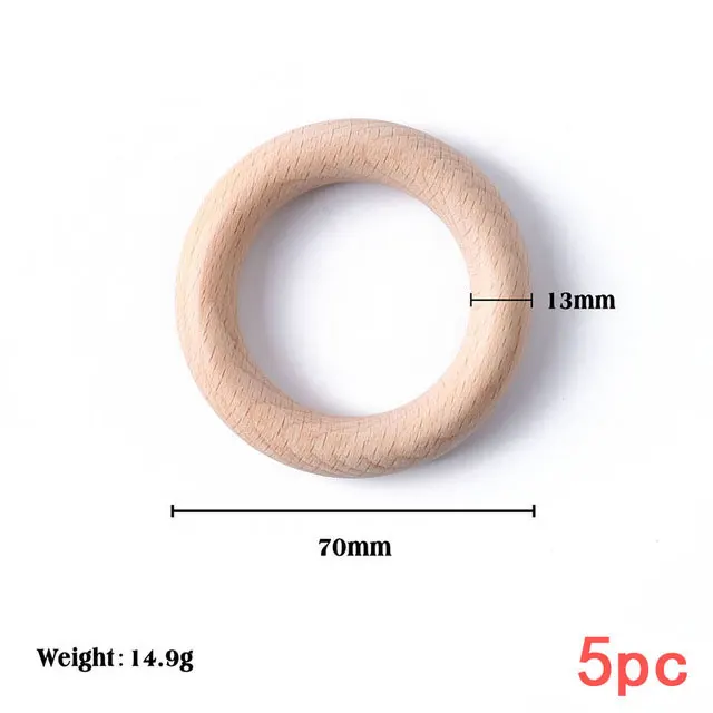 70mm Bpa, 5 шт. 40/54/70/80 мм Бук деревянная белье, сексуальное женское белье, у которого режутся зубки кольцо с украшением в виде кольца DIY соски с цепочкой, браслет, Аксессуары для детских игрушек - Цвет: 70mm