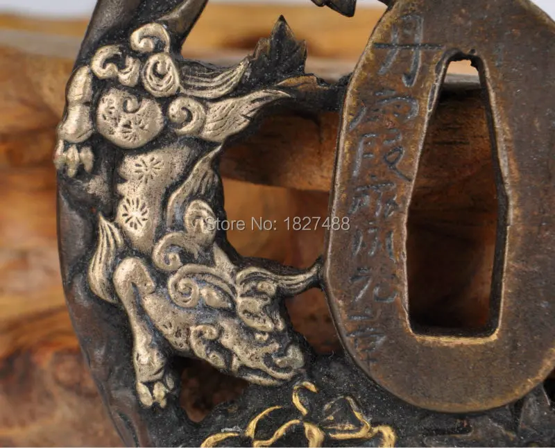 Латунная позолота японская катана Tsuba WAKIZASHI аксессуары для мечей-собак дизайн