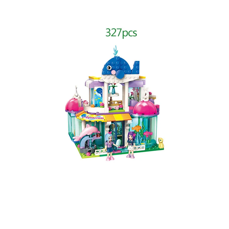 

327psc Girls Princess series Blue Whale Aquarium building block Toy For Children Christmas gift Compatible with legoings friend