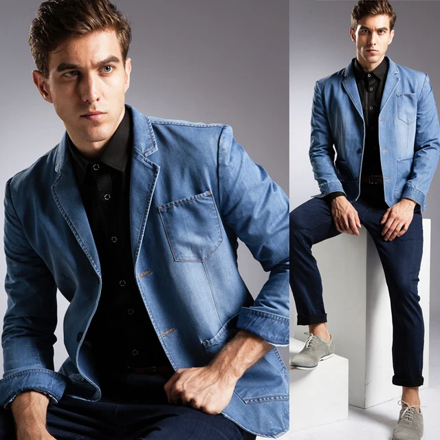 2016 Spring Man's New Fashion Slim Denim Blazer Coat , Fall Formal ...