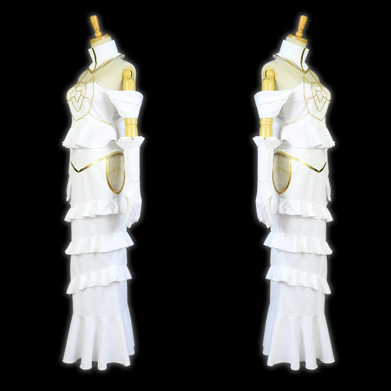 Cosroad Overlord Albedo Cosplay Costumes Women White Dress Horns Wigs for Halloween Party (5)