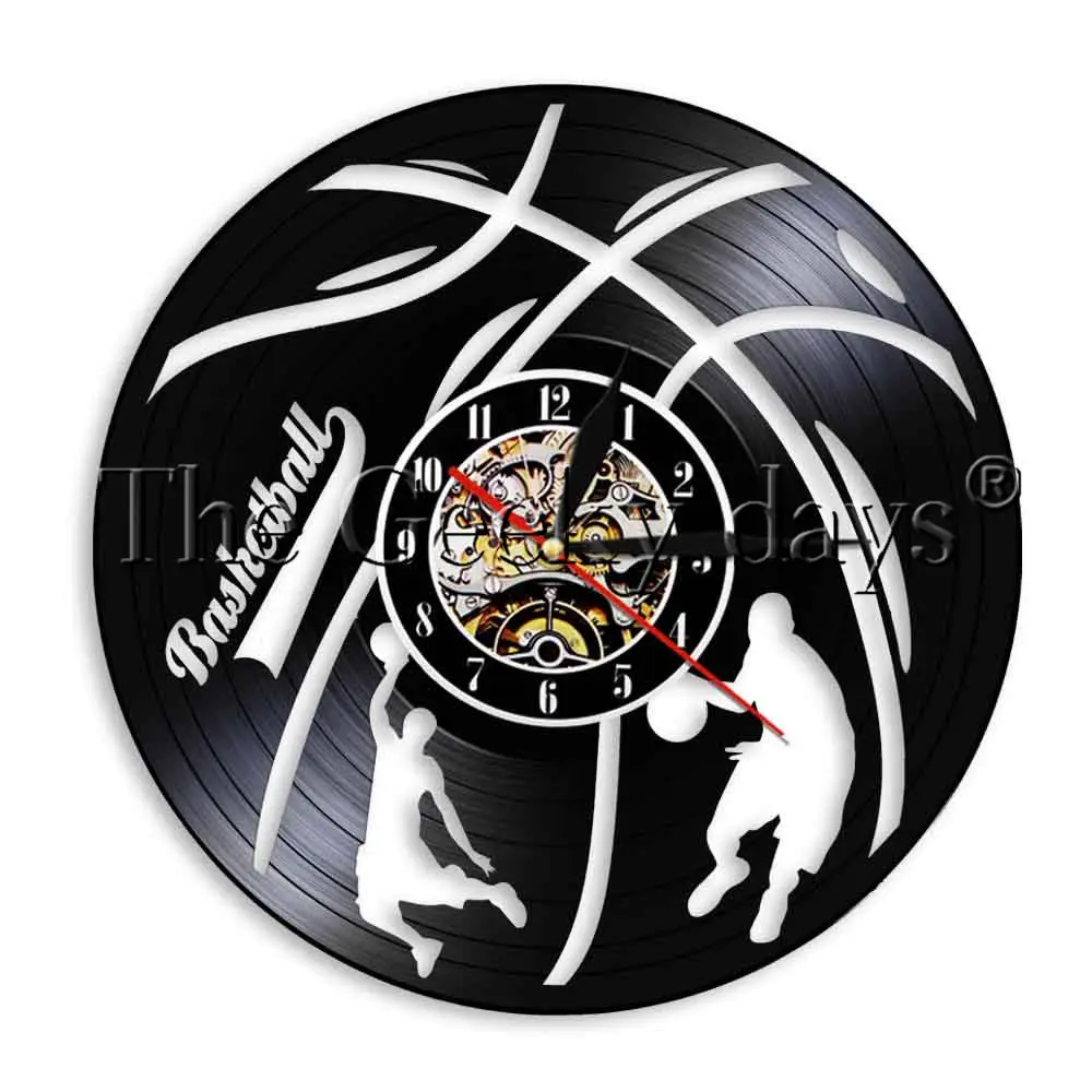 1Piece Basketball Vinyl Record Wall Clock Outdoor Sport Modern Wall