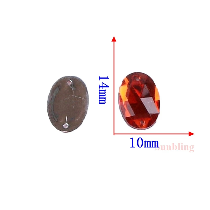 Sunbling 50 шт./лот 10*14 мм Кристалл овальной формы стразы 2 отверстия серебро с плоской задней стороной акриловые украшения для свадебной одежды