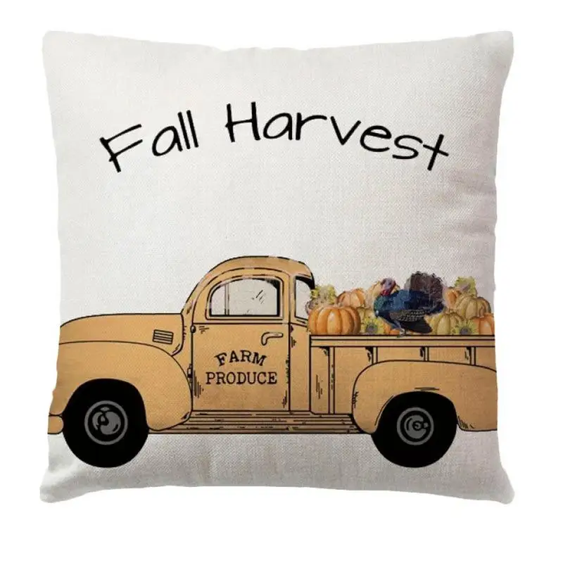 

4PCS Pumpkin Truck Pattern Throw Pillow Cushion Farm Style Linen Pillowcase Home Textile Supplies