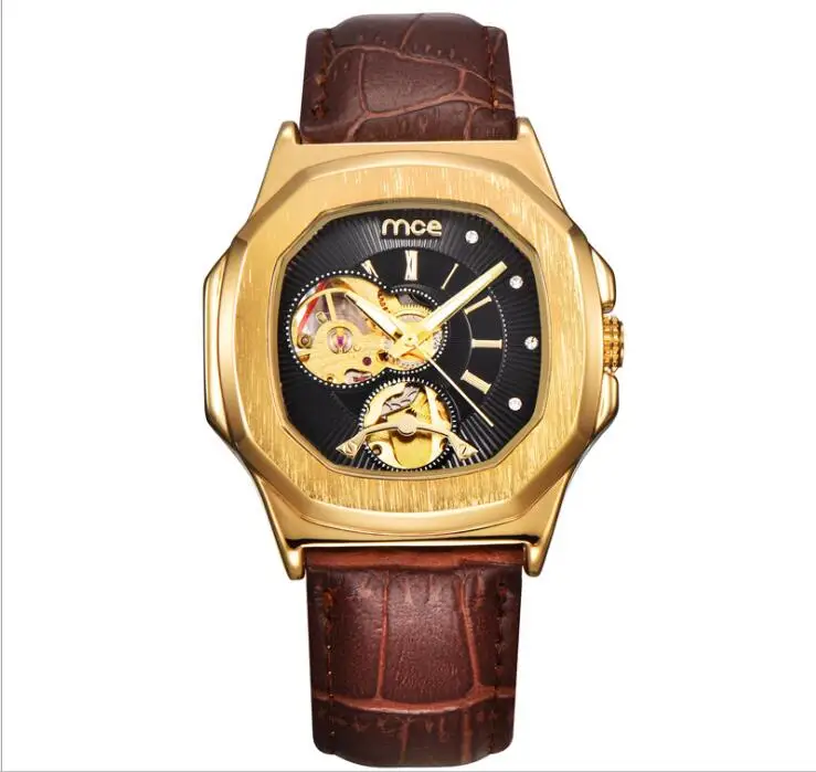 

Rose Gold Automatic Watches Men Women's watch Mechanical Wristwatch Skeleton Tourbillon Wrist Watch Waterproof Relogio Masculino