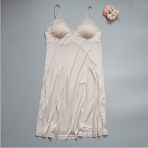 Summer Fashion V-neck New Women Woman Lace Lady Girl Soft Silk Dress Full Slip Night Skirt with chest pad YH101 Summer Fashion V-neck New Women Woman Lace Lady Girl Soft Silk Dress Full Slip Night Skirt with chest pad YH101