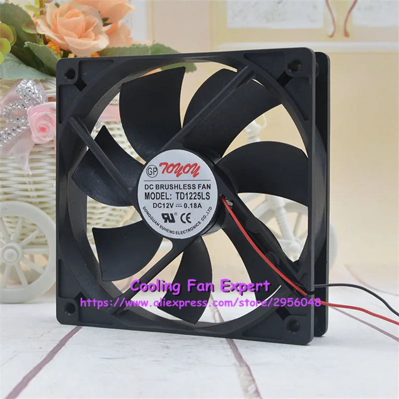 TD1225LS DC 12V 1700RPM 0.18A 12025 12 см 120*120*25 мм 2 провода ультра тихий компьютер источник