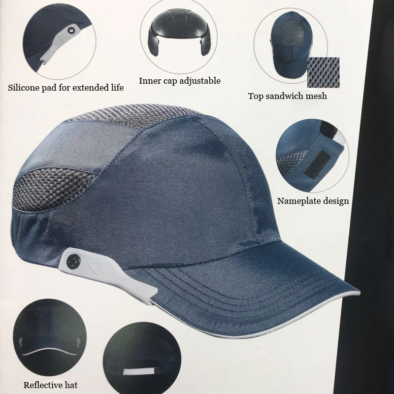 Capacete de Segurança Chapéu de Segurança do Trabalho dos Trabalhadores do Estilo do Basebol de Capacetes de Segurança Leve para Fora da Porta Colisão Capacetes Segurança Respirável Gmz-30 Cap de 6 Capacete de segurança