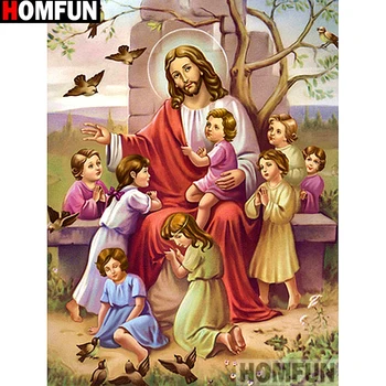 

HOMFUN Full Square/Round Drill 5D DIY Diamond Painting "Religious Jesus" Embroidery Cross Stitch 5D Home Decor Gift A13902