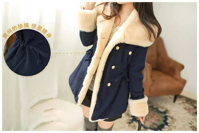 Hot Lady Women Slim Double Breasted Autumn&Winter Warm Flannel Slim Coat Jacket MSK66