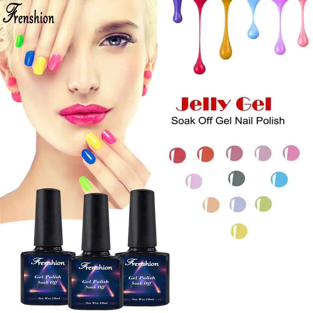 Frenshion 3PCS Jelly Gel Nail Polish UV/LED Gel Nail Polish Soak Off