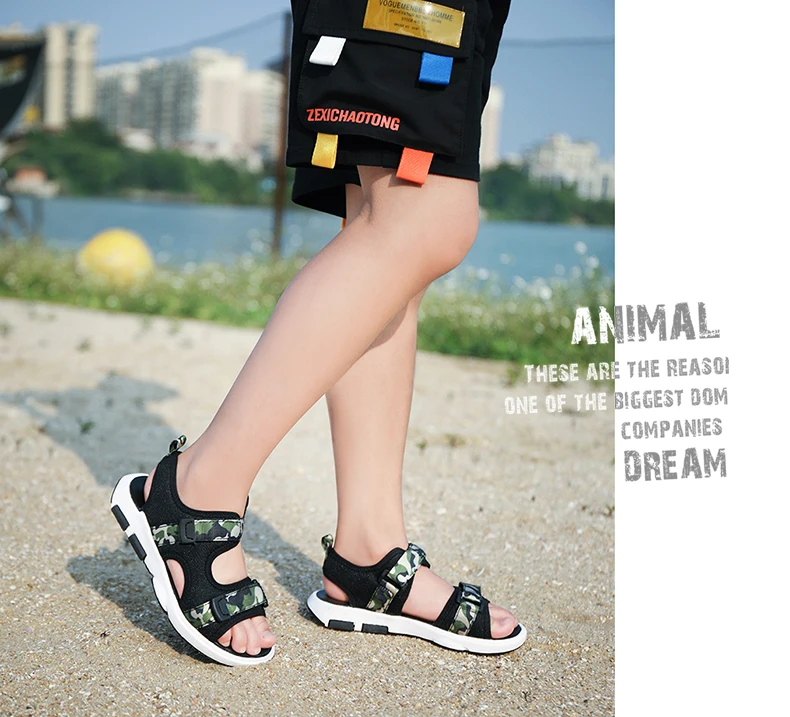 Wholesale Boys Nubuck Leather Sandals Fashion Kids Summer Flats Single Shoes Children Antislip Sole Sandals