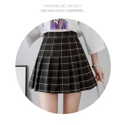 Для женщин юбка в складку выпускник в стиле Харадзюку Стиль клетчатые юбки мини-милый японская школьная форма юбка женская Kawaii юбка saia faldas