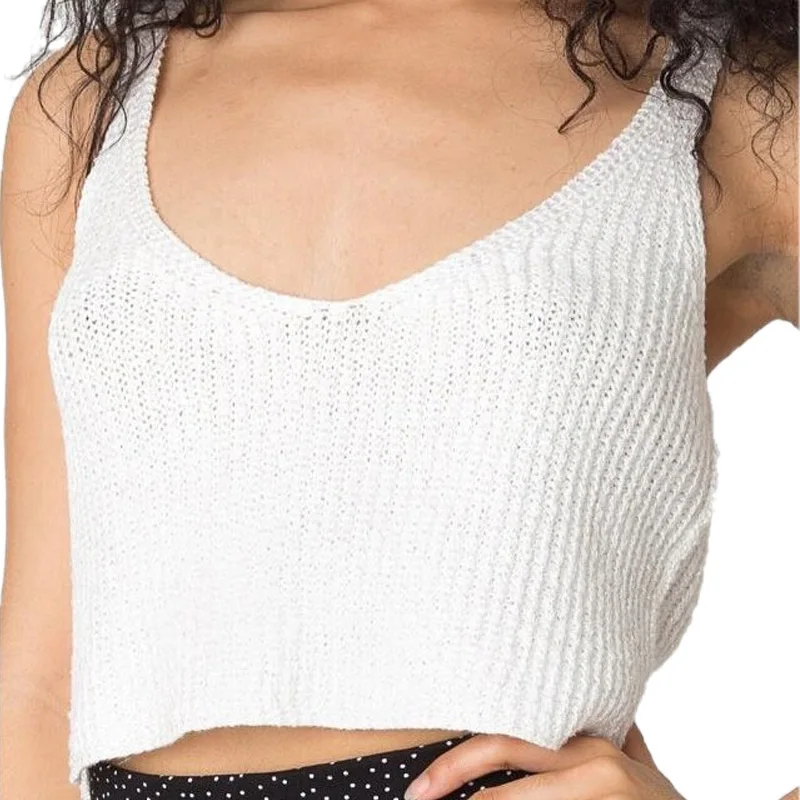 

Summer Street Wear Women Knitted Crop Tops Fitness Female Sexy Backless Tank Tops Vest Spaghetti Strap Camisas Knitwear 2018