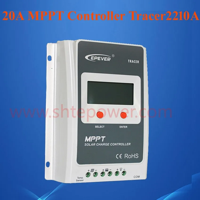 max pv input 100v tracer 2210A auto work 12v 24v 20a mppt solar controller