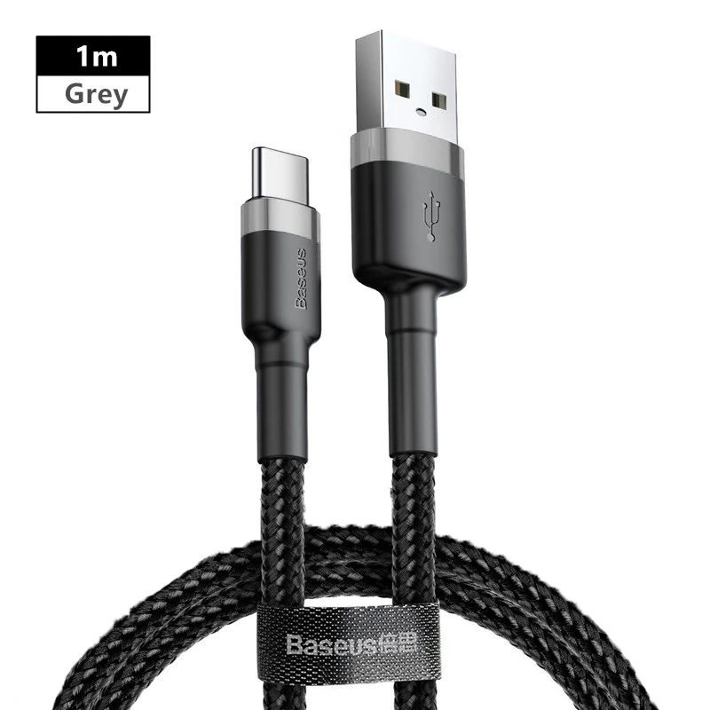 Baseus usb type-C кабель для зарядки для samsung S9 S10 мобильный телефон Быстрая зарядка type-C зарядка USB провод для Xiaomi Redmi шнур для передачи данных - Название цвета: 1m Grey