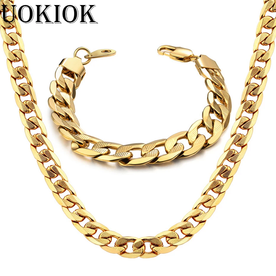 12MM Mens Boys Miami Cuban Link Bracelet & Chain Set Heavy Long