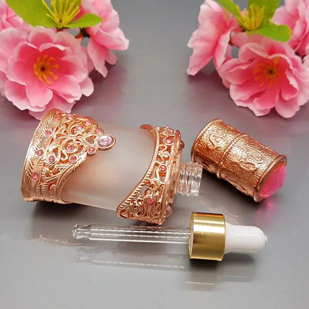 

12ml Frosted Glass Bottles with Gold Ring Dropper,eyebrow embroidered tattoo Pigment test tube,Indian Crystal Dropper Bottle