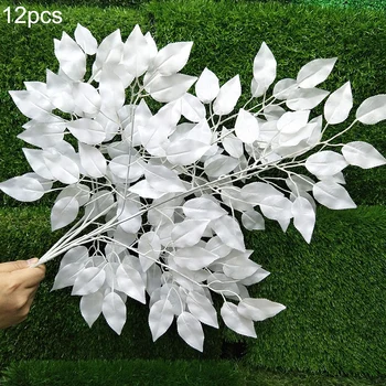 

60cm 12pcs Simulation Plants Artificial Ficus Leaves Flower Real Touch Fake Flower Home Garden Party Supplies Wedding Decoration