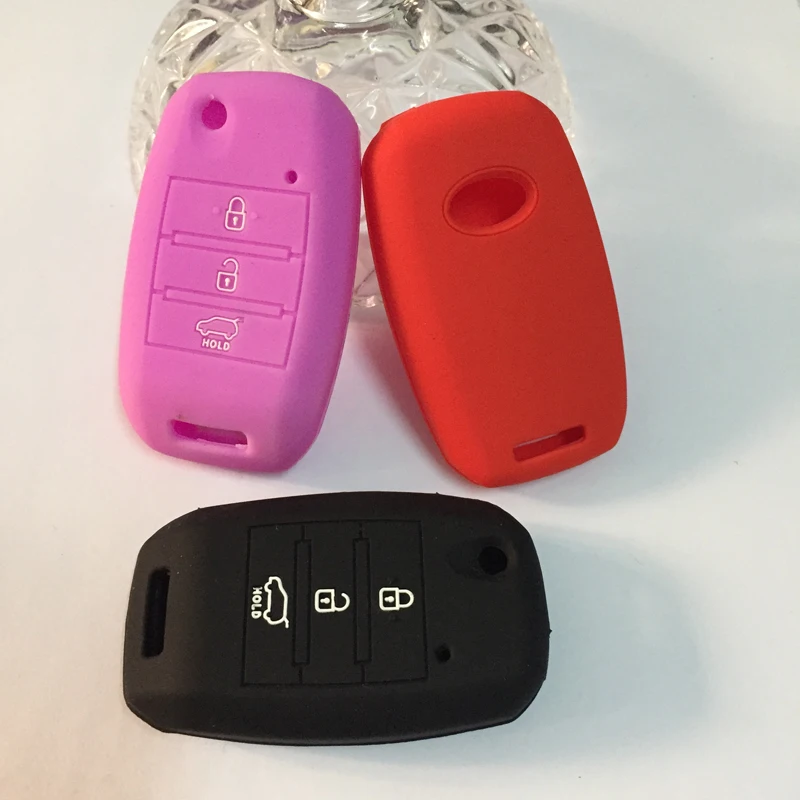 

Folding car key Silicon cover for kia Rio K2 K3 K5 Bongo Sorento Soul Sportage protection case Folding key 3 button car key case