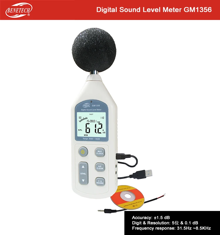 

Digital DB Sound Level Meter sound tester Decibel noise meter GM1356 Benetech