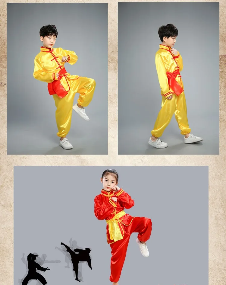 Боевых искусств одежда Детская китайский ветер кунг-фу сценический костюм training Wu Длинные рукава Короткие Практика одежда