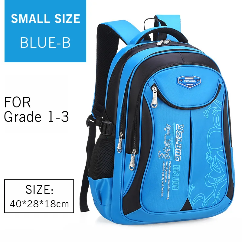 Детские рюкзаки большой емкости для начальной школы, сумки для мальчиков, водонепроницаемые школьные сумки для детей, безопасный Оксфордский рюкзак для девочек, ранец - Цвет: Small-Blue-B
