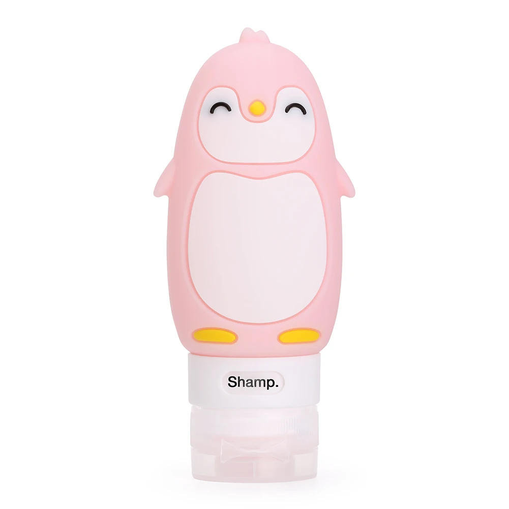 1 шт. портативная многофункциональная бутылка для моделирования мультяшных животных силиконовый контейнер для жидкого макияжа с мультяшным рисунком Прямая поставка - Цвет: Pink Penguin 90ml