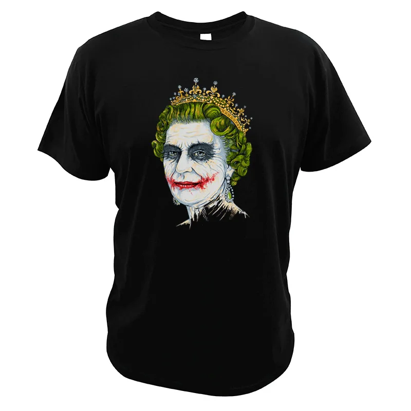 

Queen Clown T Shirt God Save The Villain Creative Pattern Design Short Sleeved 100% Cotton T shirt EU Size