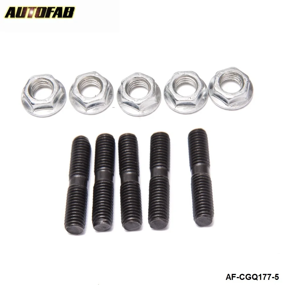 AUTOFAB -5PCS Turbo Stud & Lock Nut Kit M8x1.25 For Garrett Ball Bearing GT28R GT30R Turbocharge L:40mm AF-CGQ177