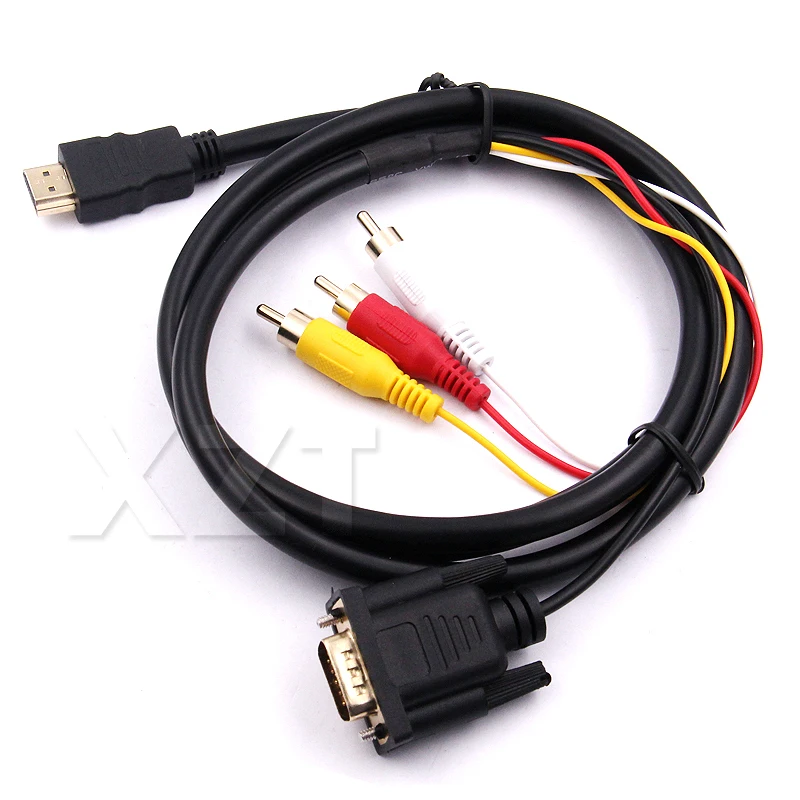 1 5 м HDMI в VGA + RCA Кабель адаптер папа 3RCA видео/аудио av кабель позолоченный