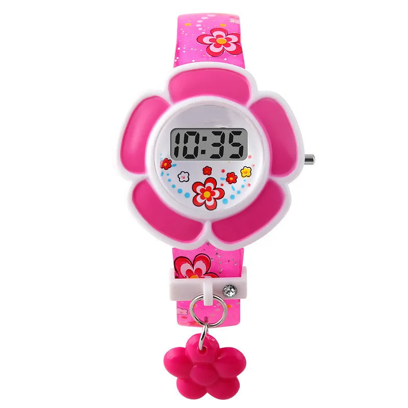 Детские часы с цветами, милые детские часы, Мультяшные силиконовые цифровые наручные часы для детей, для мальчиков и девочек, наручные часы, рождественский подарок