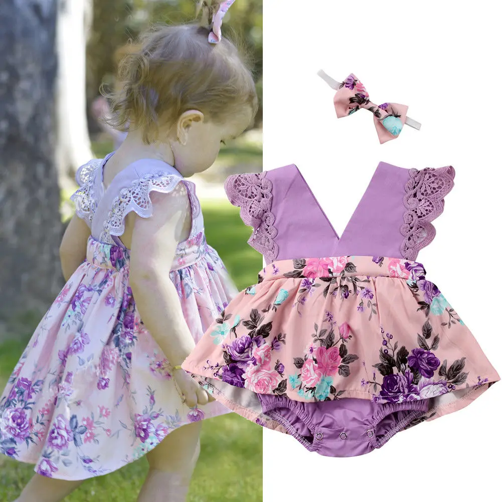 

Pudcoco Infant Kid Baby Girl Sister Matching Outfits Lace Floral Jumpsuit Romper Dress Outfit Girls Summer Clothes