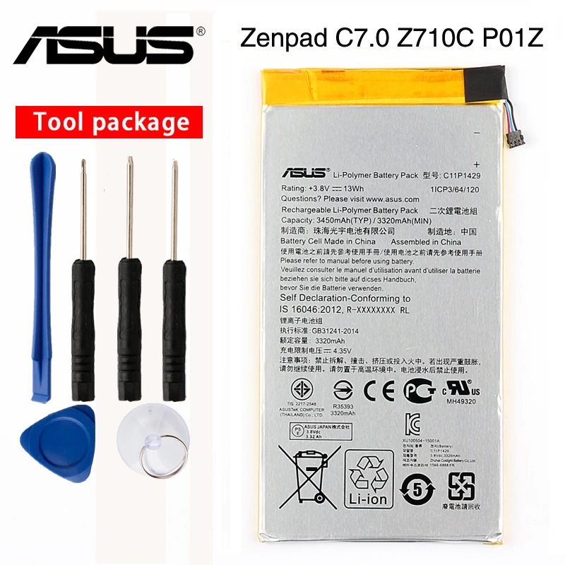 

Original ASUS High Capacity Zenpad C7.0 Battery For ASUS Z710 Zenpad C7.0 Z710C P01Z Z170MG Z710CG C11P1429 3450mAh