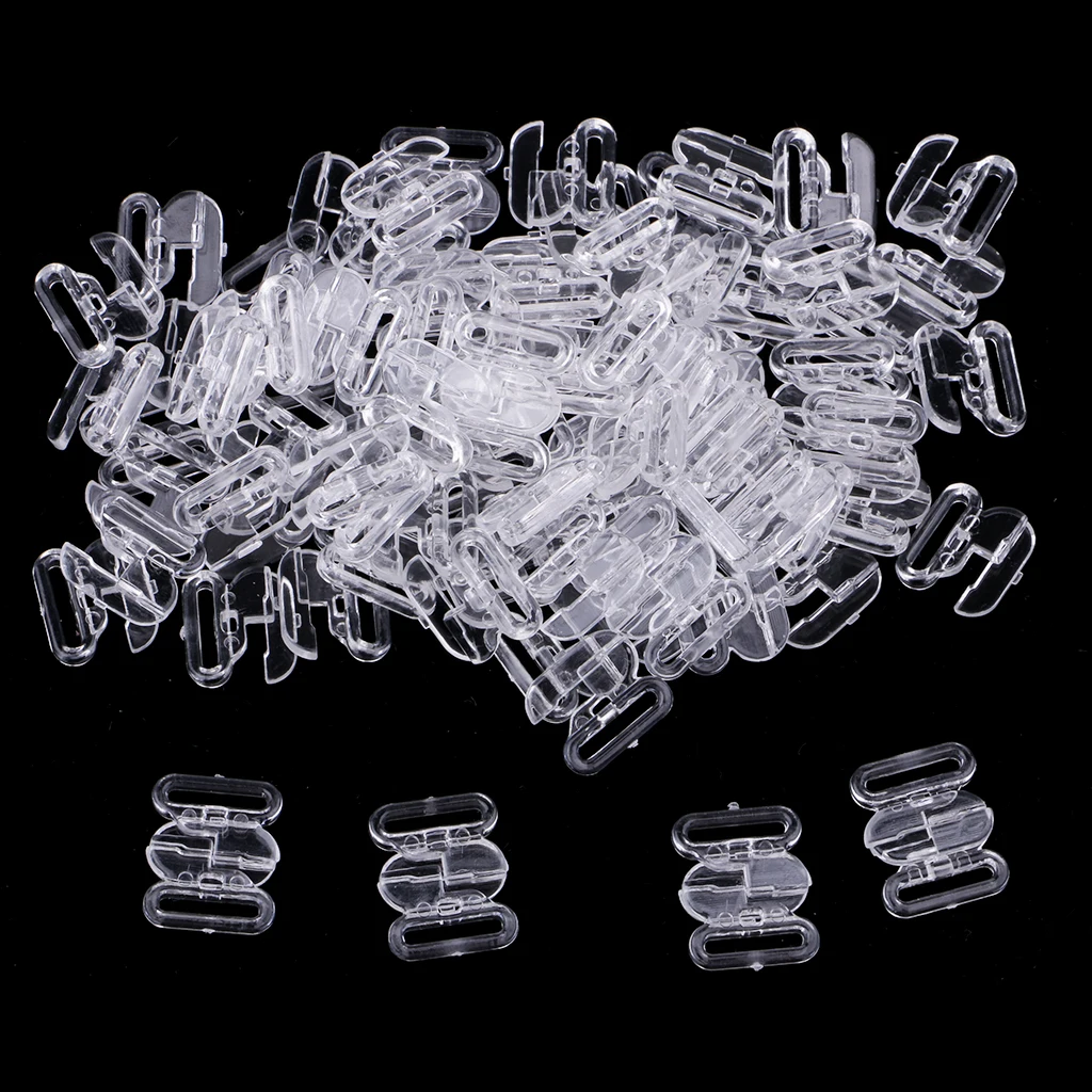 

50Pcs Black Clear Bra Adjustment Sliders Black Clear Invisible Strap Underwear Accessories