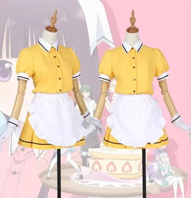 Аниме смесь S Maid Sakuranomiya Maika Hinata Kaho платье Косплей Костюм Полный комплект + перчатки