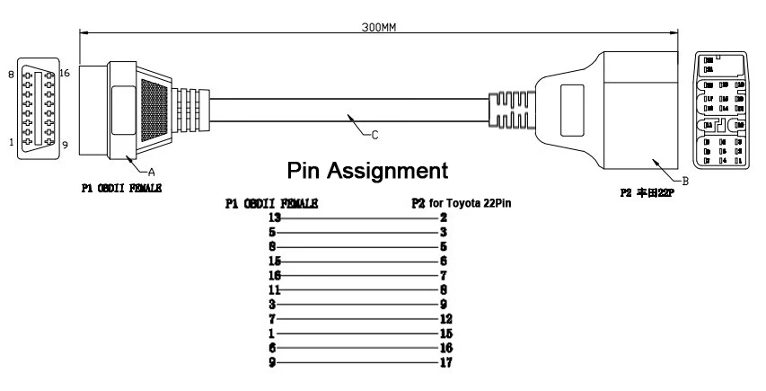 OBD OBD2 диагностический разъем 22 Pin to 16 Pin для T-a* yota 22PIN OBDII Кабельный адаптер передачи для Ta*-yota 22Pin to OBD2 16Pin