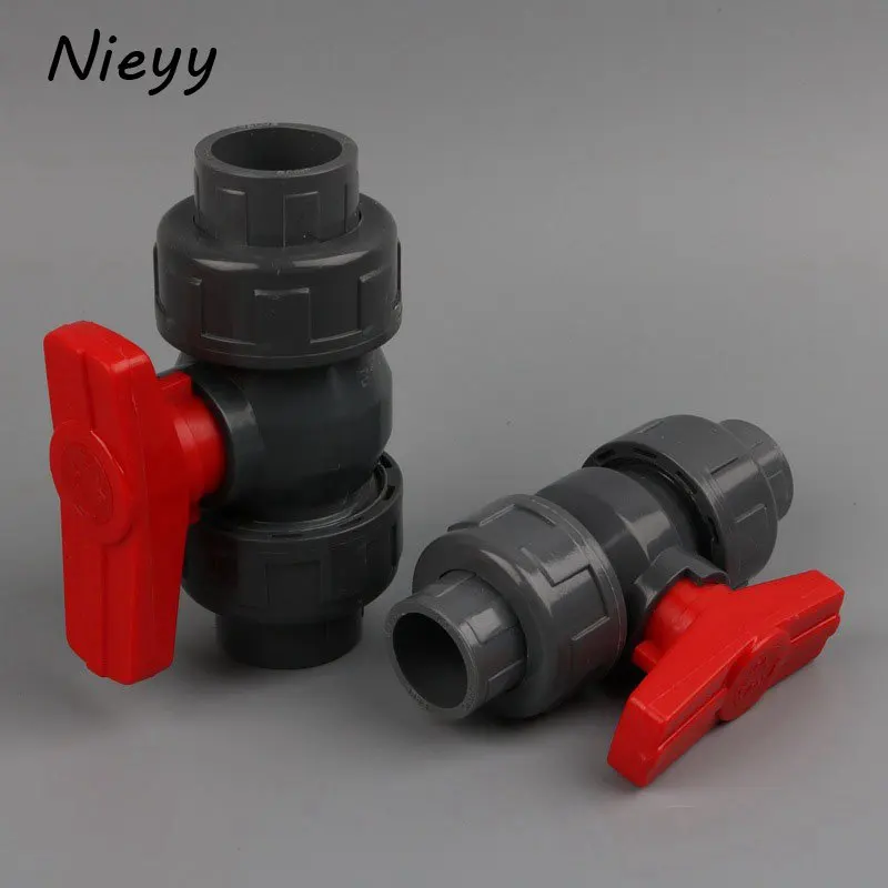 50 مللي متر إلى 50 مللي متر PVC الكرة صمام الاتحاد مشتركة زلة اغلاق صمام وصلات مواسير بلاستيكية السباكة ل 50 مللي متر خارج القطر الأنابيب انبوب ما...
