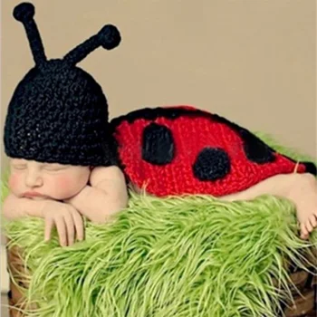 

Newborn props ladybug costume baby fotografie props crochet toddler blanket new born photo shooting baby photography accessories