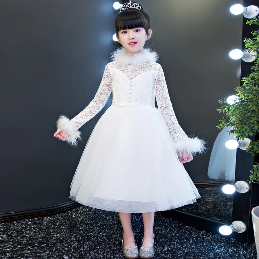 New Arrival Luxury Children Girls White Color Lace Princess Dress Kids Pageant font b Wedding b