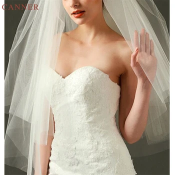 

85cm*250cm Fluffy Wedding Veil White Simple Two Layers Short Bridal Veils with Comb Wedding Accessories C40