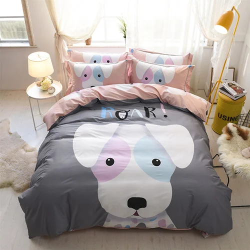 ZLYS1 Хлопок прекрасный мультфильм Постельное белье с принтом Queen King Size 4 шт. мягкие постельное белье простыней простыня наволочки - Цвет: ZLYS1
