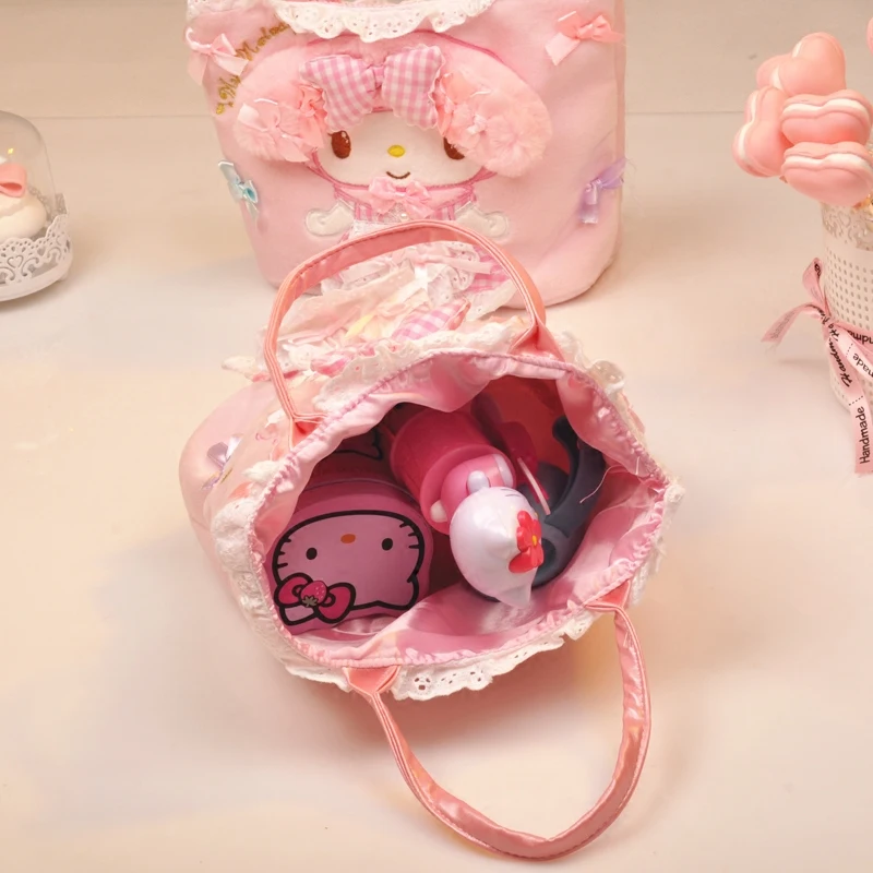 Милый мультфильм My Melody My Sweet Piano розовый бант кружева плюшевые сумки маленькая сумочка Kawaii Дети Ланч сумка для девочек школы