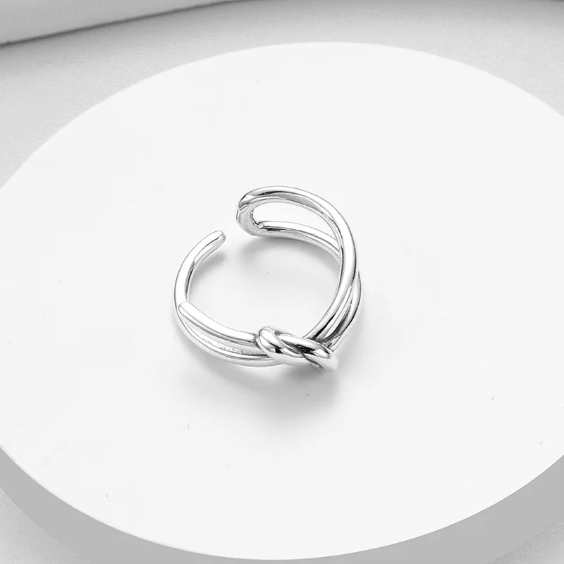 Панк Винтаж кольца с луком для женщин 925 стерлингового серебра ювелирные изделия девушки регулируемый размер открытые, кольца на палец