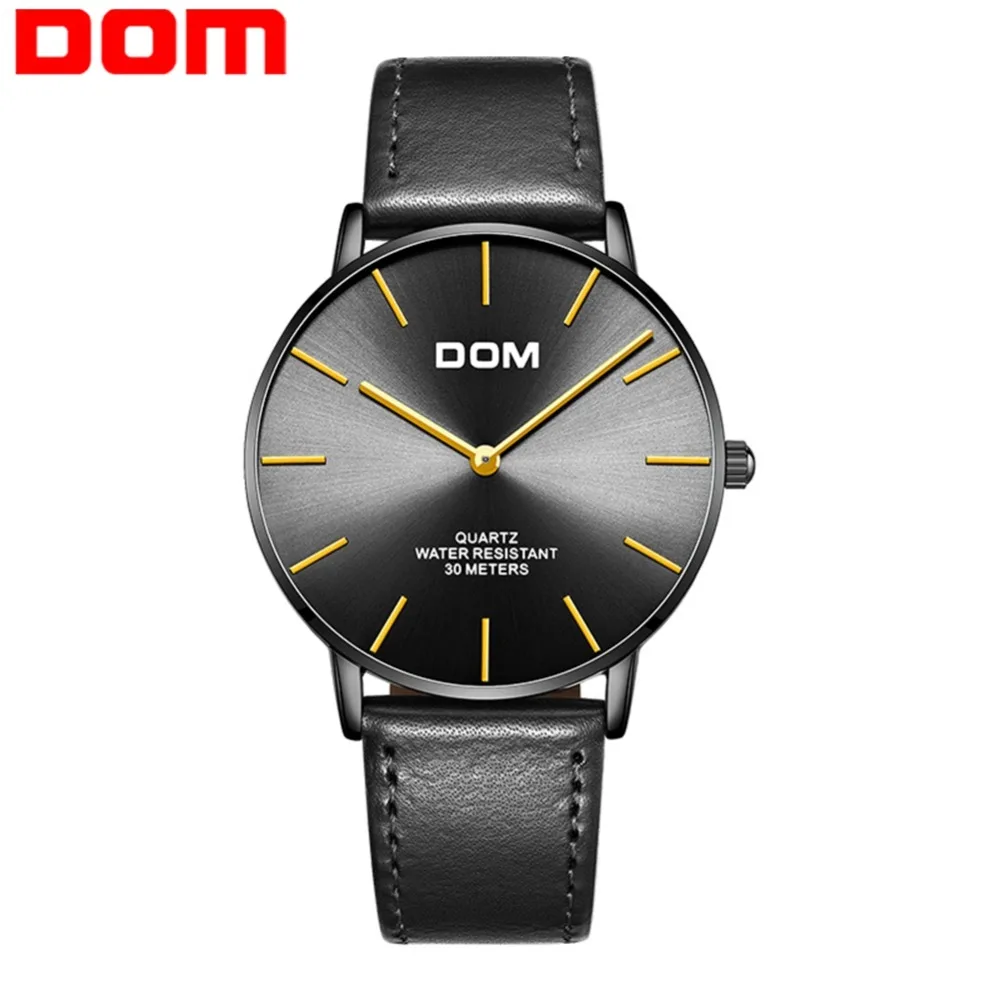 

DOM Mens Watches Top Brand Luxury Quartz Watch Men Casual Leather Black Waterproof Sport Wristwatch Relogio Masculino M-36BL-1MT