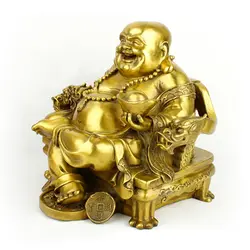 Чистая медь Будда горшок воюющие улыбающиеся религиозные ремесла благословенный открытие Свет Святой татагата Майтрея на стул дракона