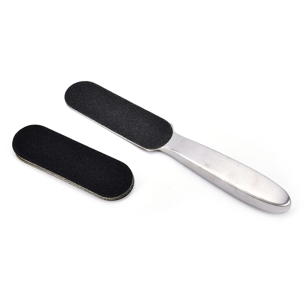 

Double Side Stainless Steel Pedicure Foot File +10Pcs Dry Sanding Paper Hard Skin Remover Feet Care Pedicure Tools