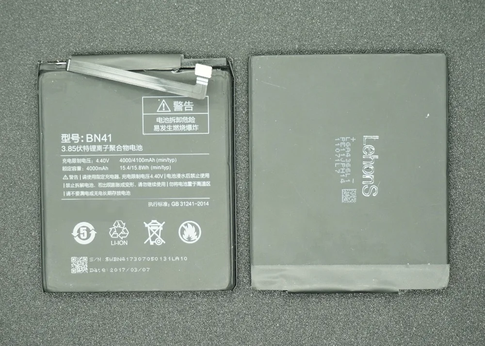 LehonS 4000 мАч умная запасная батарея для мобильного телефона Xiaomi Redmi Hongmi Note 4 Note4 MTK Helio