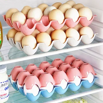 

Durable Egg Storage Kitchen Refrigerator Egg Container 15-Grid Plastic Tray Breakage-proof Practical