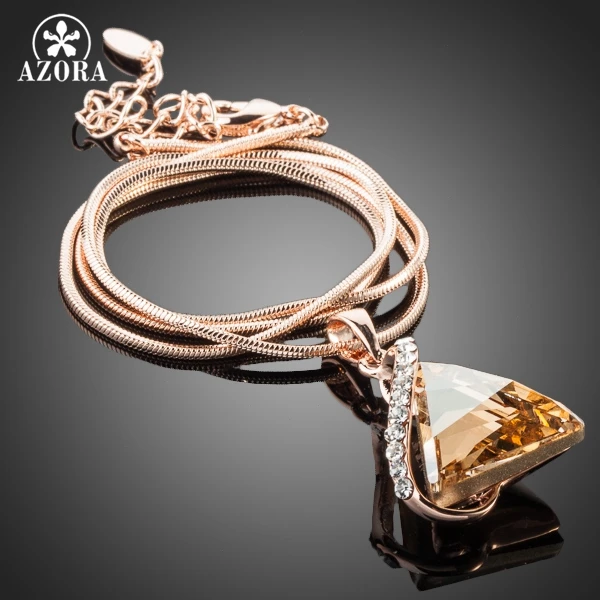 Женское колье из розового золота с фианитами|necklace a|pendant necklacetriangle pendant |